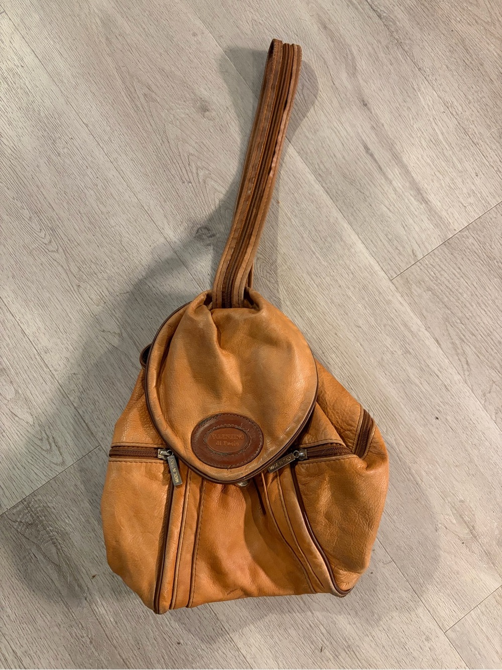 Leather Sling Backpack OR Purse in Cognac Brown